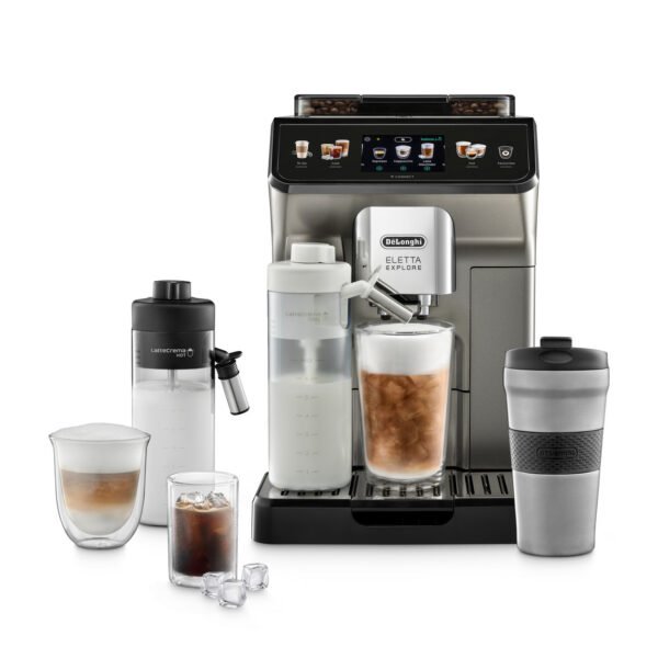 De'Longhi Eletta Explore Cold Brew ECAM450.86.T Kaffeevollautomat, über 50 Rezepte heiß und kalt, LatteCrema Hot & Cool, Titan