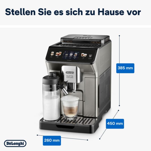 De'Longhi Eletta Explore Cold Brew ECAM450.86.T Kaffeevollautomat, über 50 Rezepte heiß und kalt, LatteCrema Hot & Cool, Titan – Bild 2