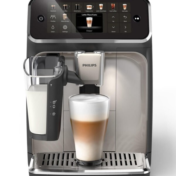 Philips EP5547/90 Serie 5500 LatteGo Kaffeevollautomat, 20 Getränke heiß und kalt, Keramikmahlwerk, Schwarz verchromt
